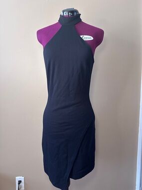 Bailey 44 Black Halter Bodycon Mini Dress, Stretchy, Asymmetrical, Occasion